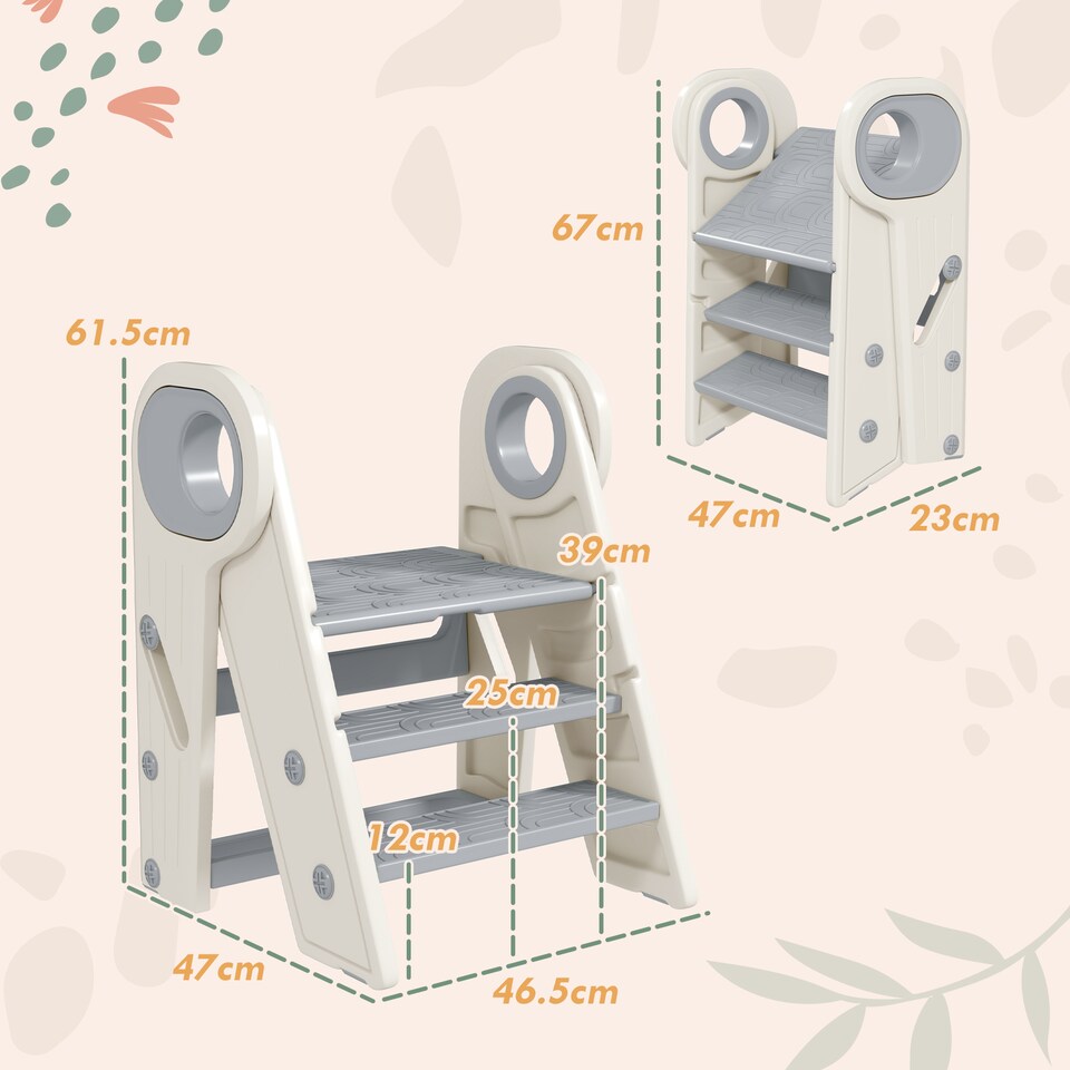 image 1 of AIYAPLAY Toddler Step Stool with Handle, Foldable & Adjustable, Non-Slip | Grey