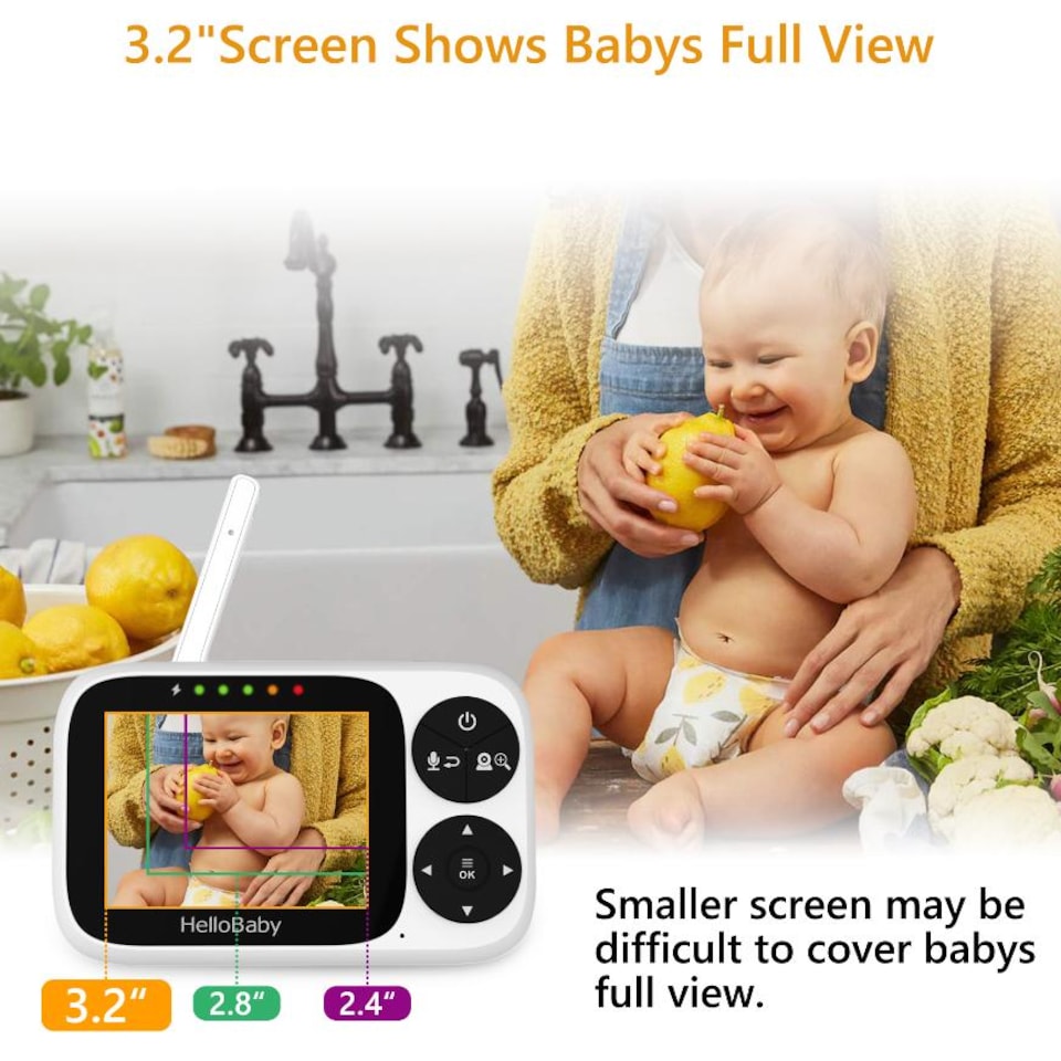 image 1 of HELLOBABY HB2033 3.2 Inch LCD Display Baby Monitor - White
