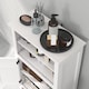 image 7 of HOMCOM Modern Bathroom Storage Cabinet, Freestanding Bathroom Cabinet with Open Shelves, a Cupboard with Doors and Adjustable Shelves, White