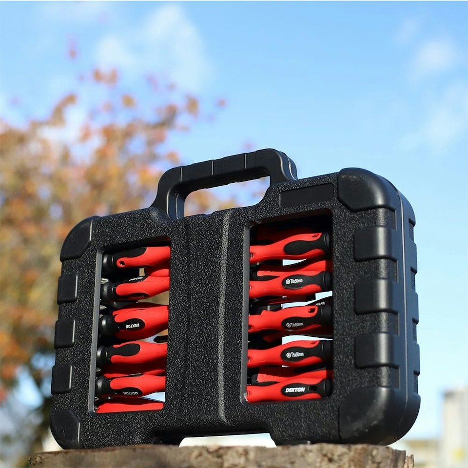 image 1 of Dekton 58pc Magnetic Torx Pozi Hex Slotted Phillips Screwdriver Bit Set Storage