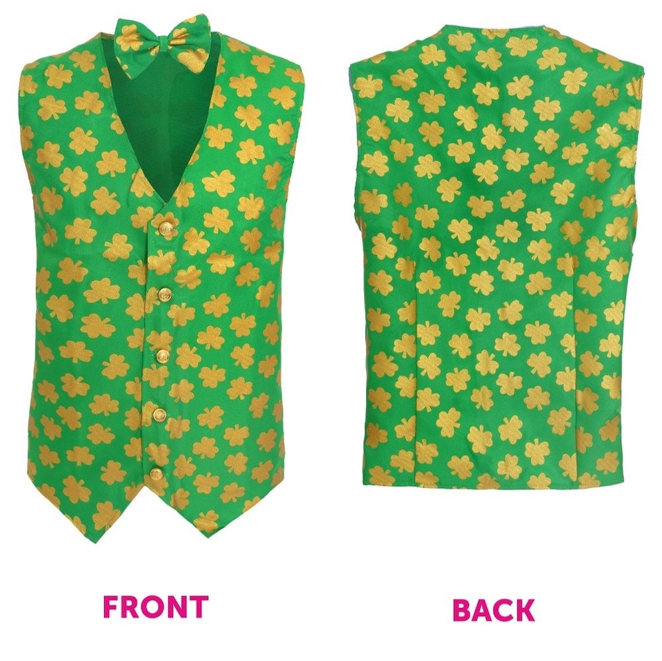 image 1 of Irish Pick Me Up Costume with Waistcoat & Bow Tie | Green | 2XL