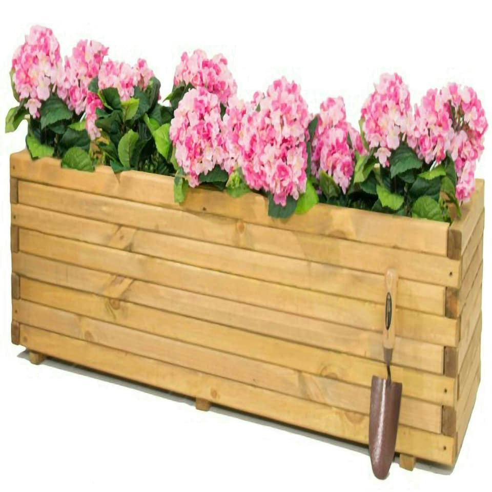 image 1 of Primrose Pine Raised Flower Bed Planed Trough Planter Timber 140cm