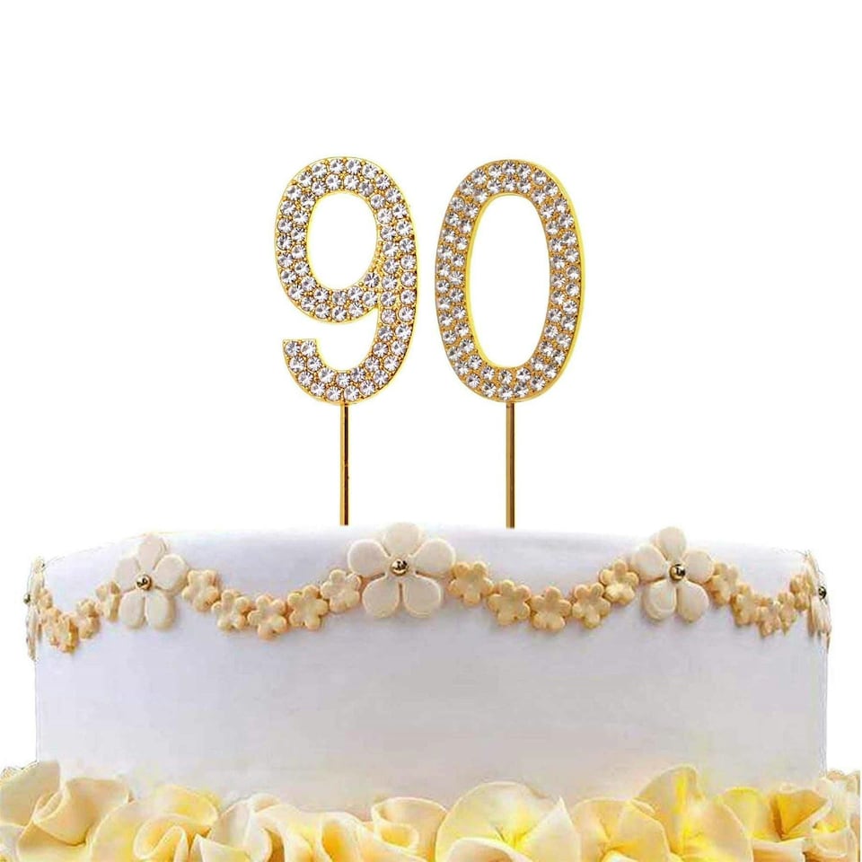 image 1 of Cake Topper Number 90 - Gold Diamond Gold