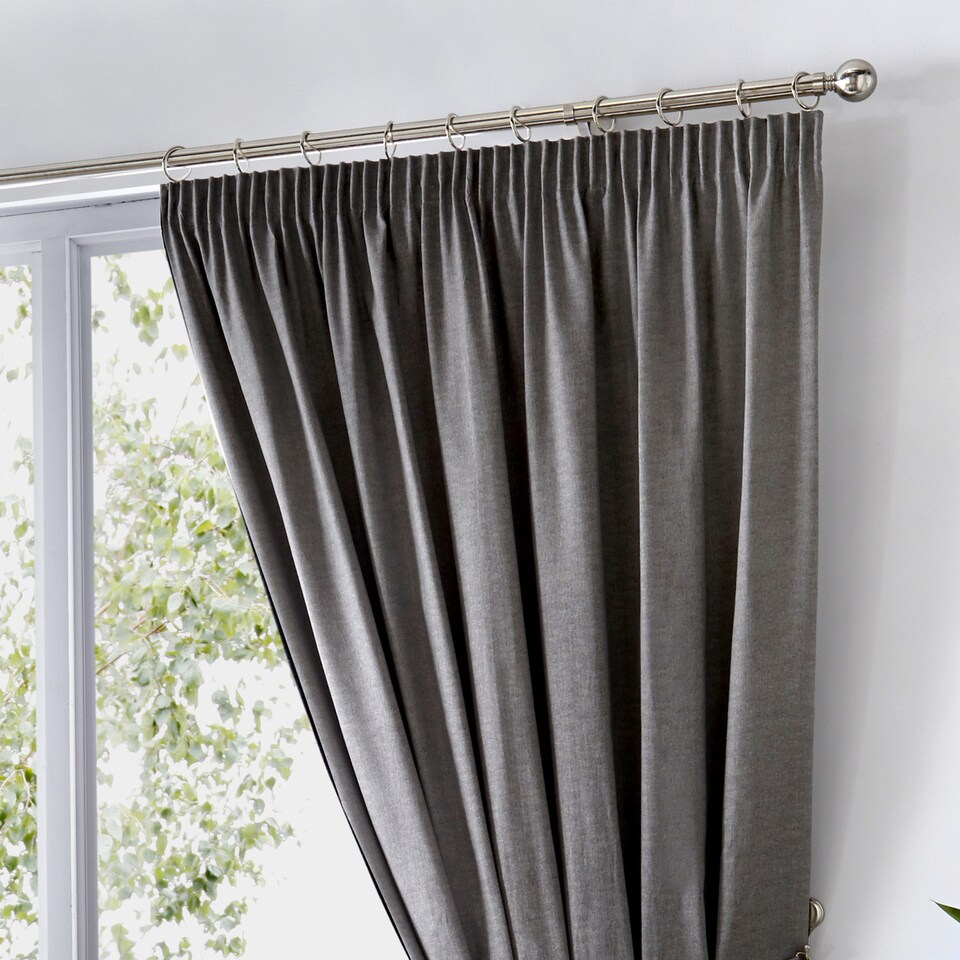 image 1 of Fusion Dijon Pencil Pleat Curtains Charcoal
