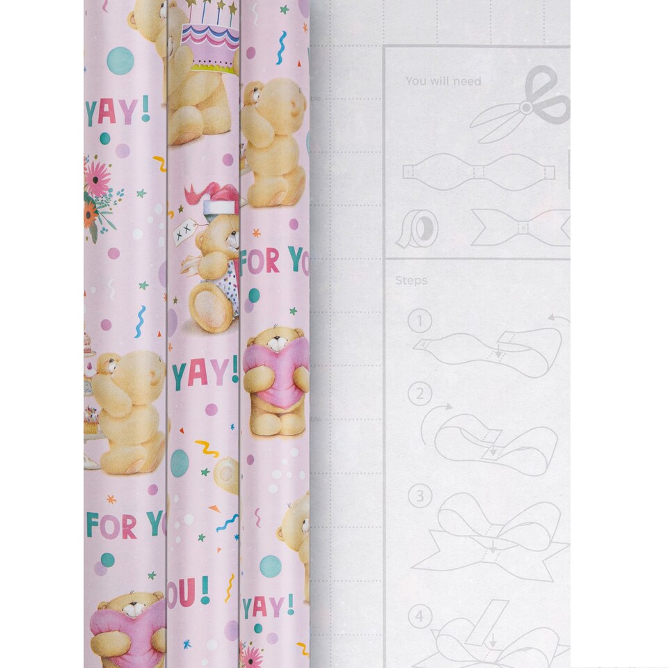 image 1 of Hallmark 6M Wrapping Paper - 3 X 2M Rolls - Forever Friends Design
