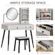 image 6 of HOMCOM Dressing Table Set with Mirror and Stool, Vanity Makeup Table with 3 Drawers and Open Shelves for Bedroom, Living Room, Grey