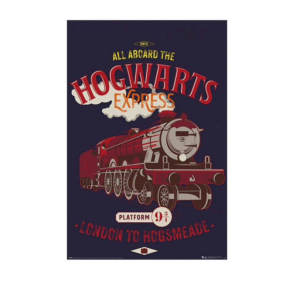 image 1 of Harry Potter Magical Motors Hogwarts Express Poster - Dark Navy/Red - One Size