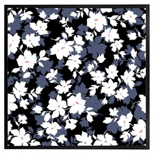 White, black & purple flowers (Picture Frame) Black | L