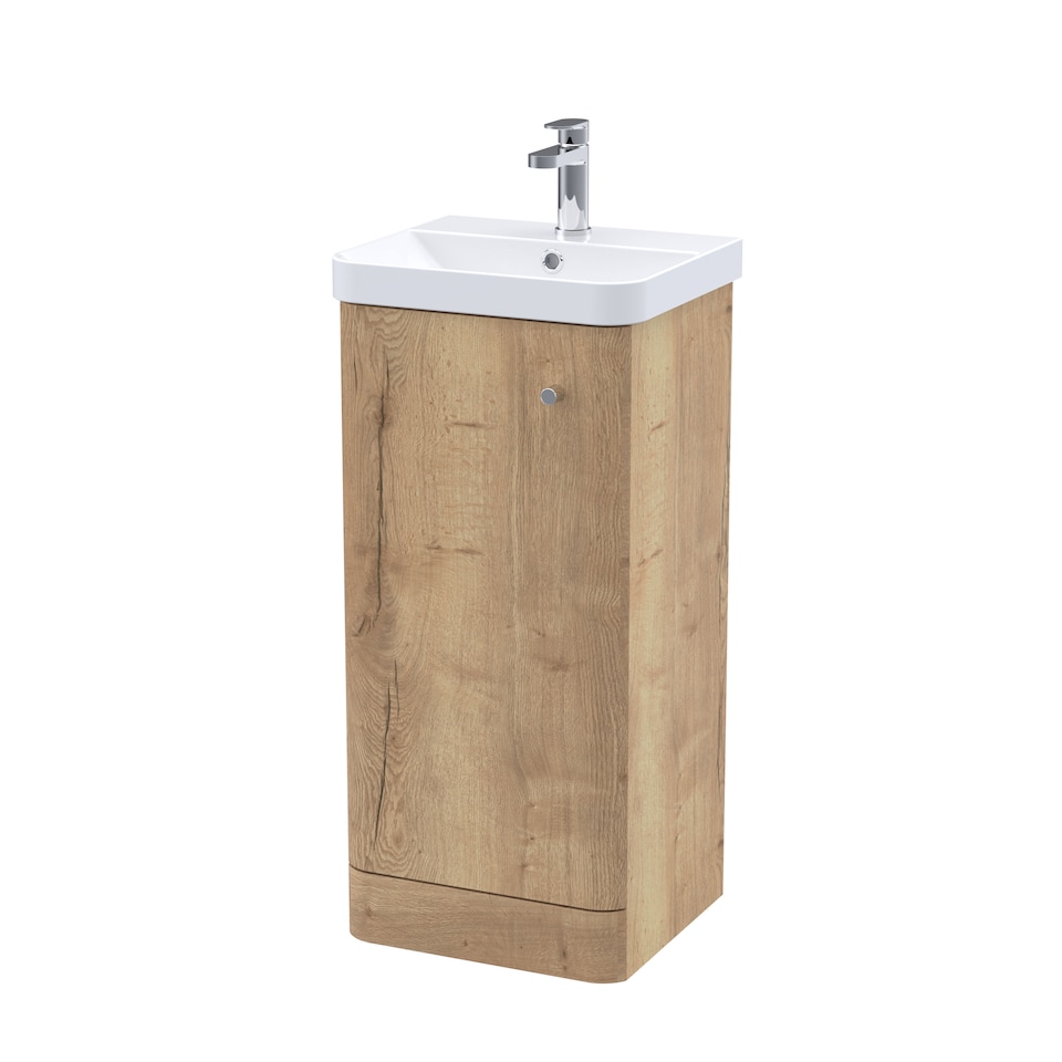image 1 of Balterley Flashbrook Floor Standing 1 Door Vanity Basin Unit, 400mm, Autumn Oak