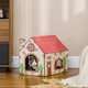 image 2 of PawHut Cat House Scratcher, Recyclable Cardboard with Catnip, Red Roof