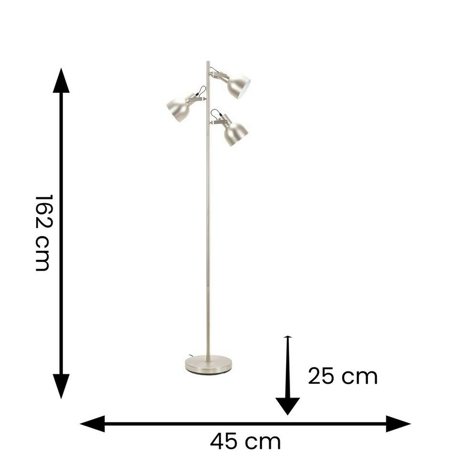image 1 of ValueLights Albie Chrome 3 Way Adjustable Directional Floor Lamp