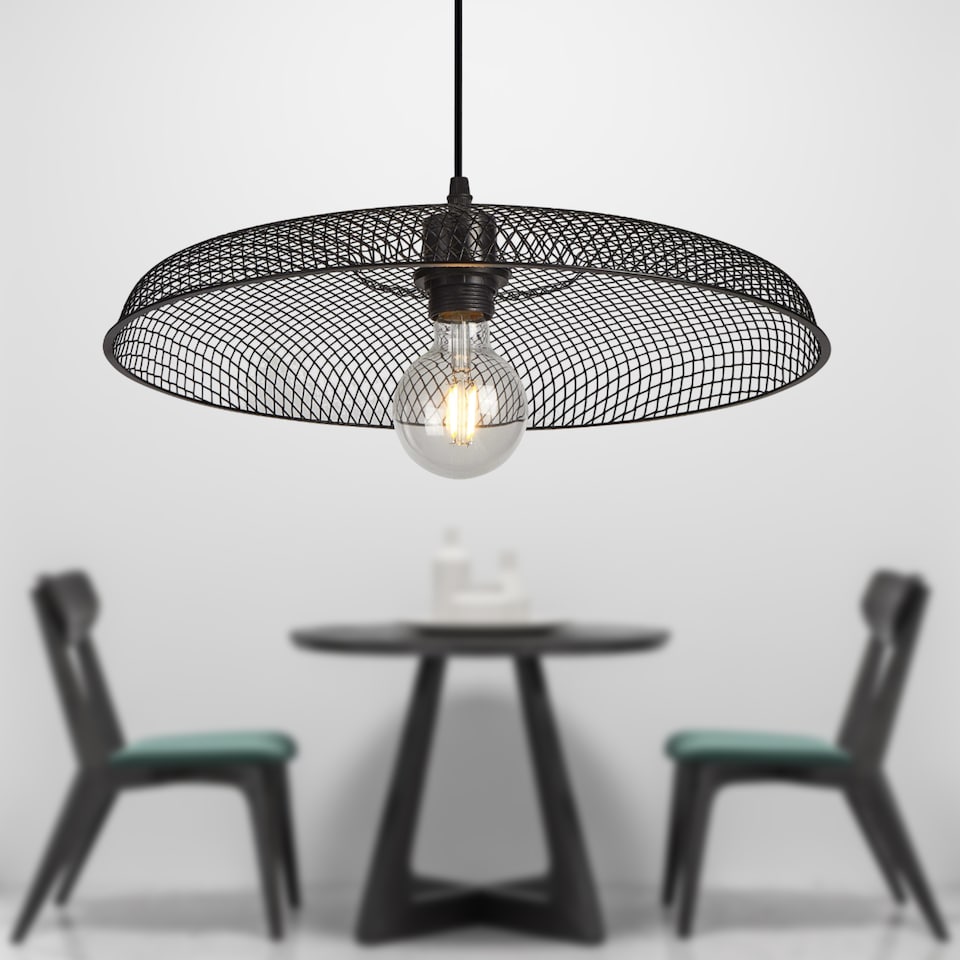 image 1 of Set of 2 Cassidy - Large Black Mesh Ceiling Pendant Lights | Black | 2