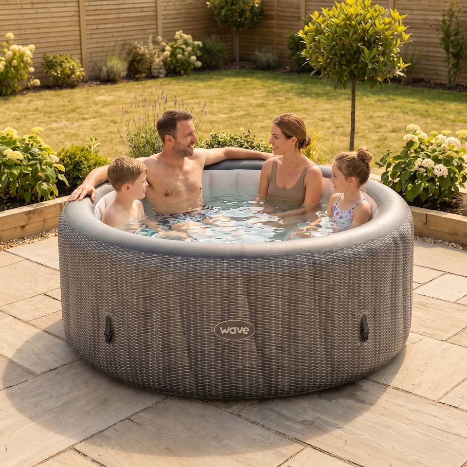image 1 of Wave Atlantic 6 Person Inflatable Hot Tub, Grey Rattan