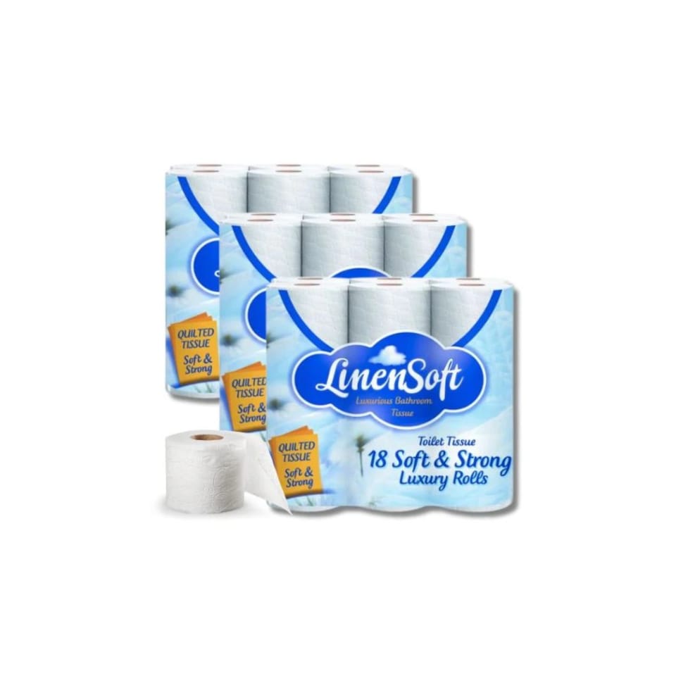 image 1 of 54 Rolls (3 x 18 Pack) Linen & Soft Strong Toilet Roll Bundle
