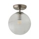 image 1 of ValueLights Kempton Chrome Ceiling Light Ribbed Globe Shade and Bulb