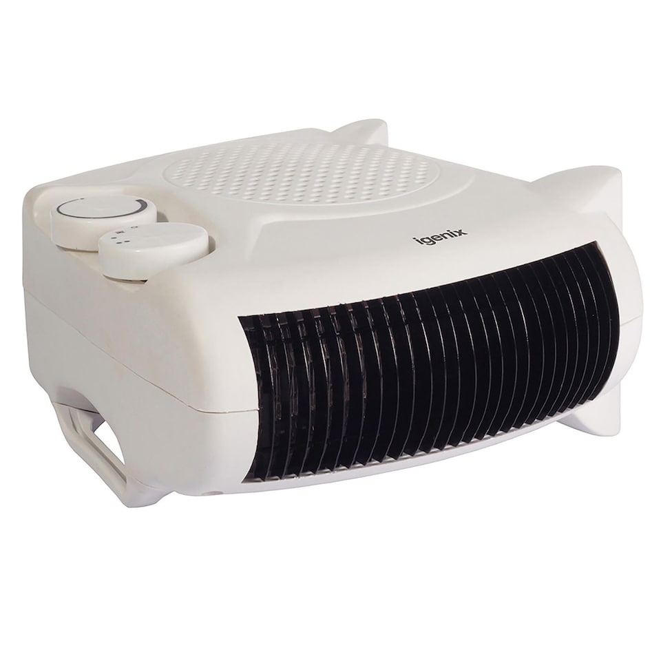 image 1 of Igenix 2kW Upright & Flat Fan Heater, 2 Heat Settings, Adjustable Thermostat, Overheat Protection, Tip Over Switch, Power Indicator Light