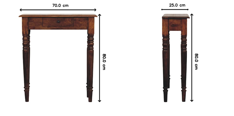 image 1 of Artisan Furniture Solid Wood Turned Legs 1 Drawer Chestnut Console, Brown