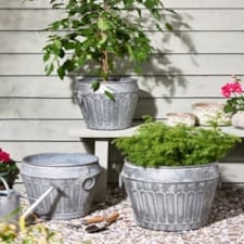 Set of 3 Metal Urn Planters Silver