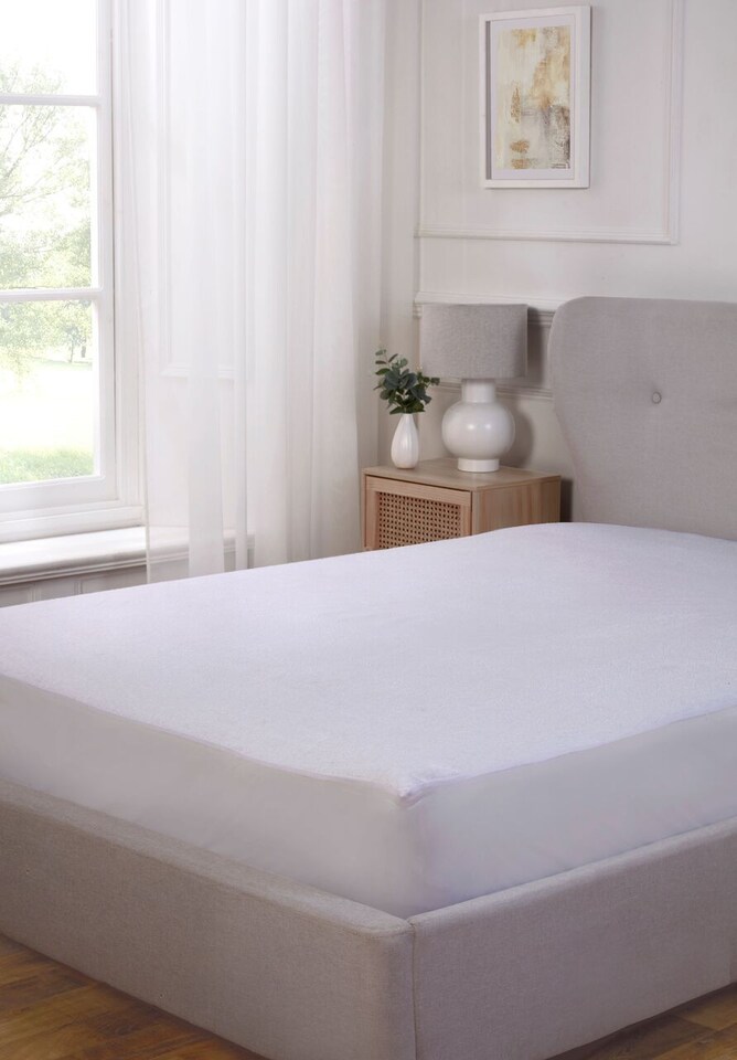image 1 of Terry Waterproof Mattress Protector Elastic Skirt (White) | White | Single | 1