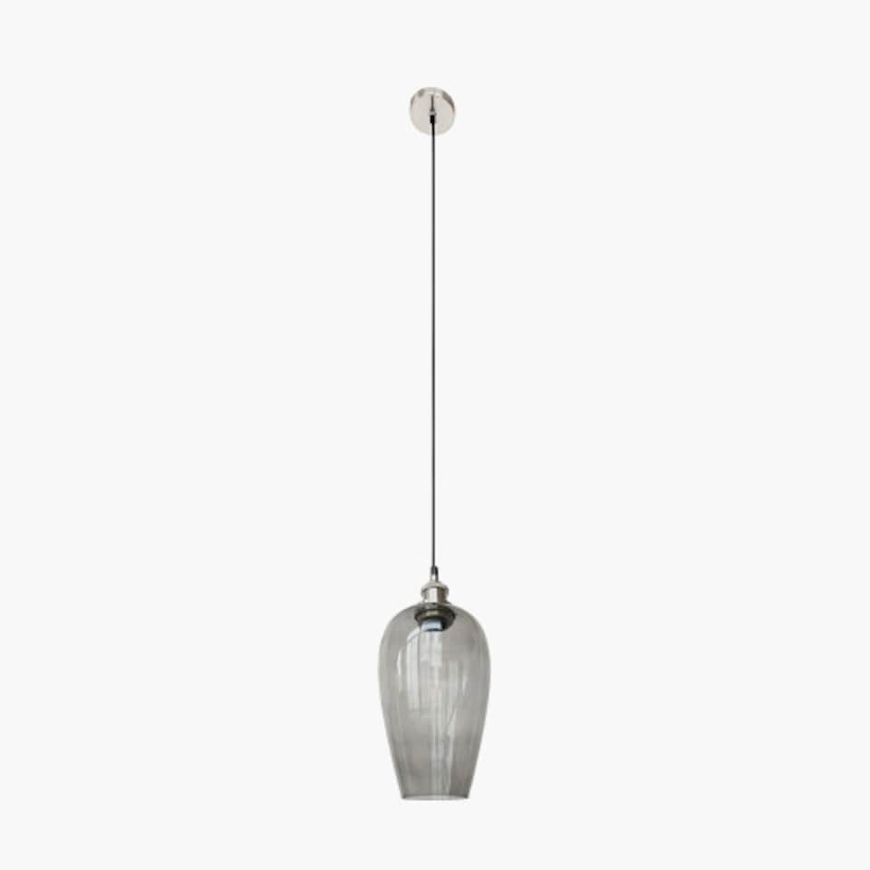 image 1 of Grey Glass Pendant Ceiling Light with Antique Silver Metal Chain Pendant | Grey | Grey | 1