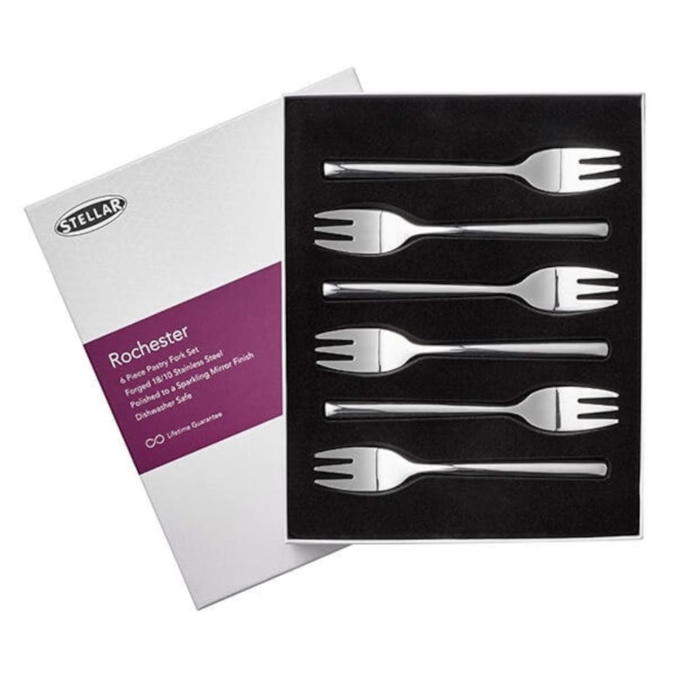 image 1 of Stellar Rochester Polished Set Of 6 Pastry Forks Gift Box Set