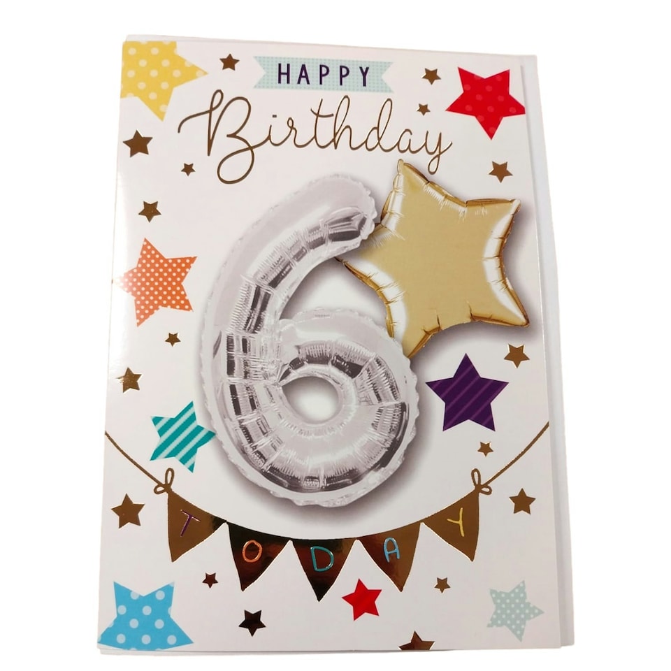 image 1 of Happy Birthday 6 Balloon Boutique Greeting Card