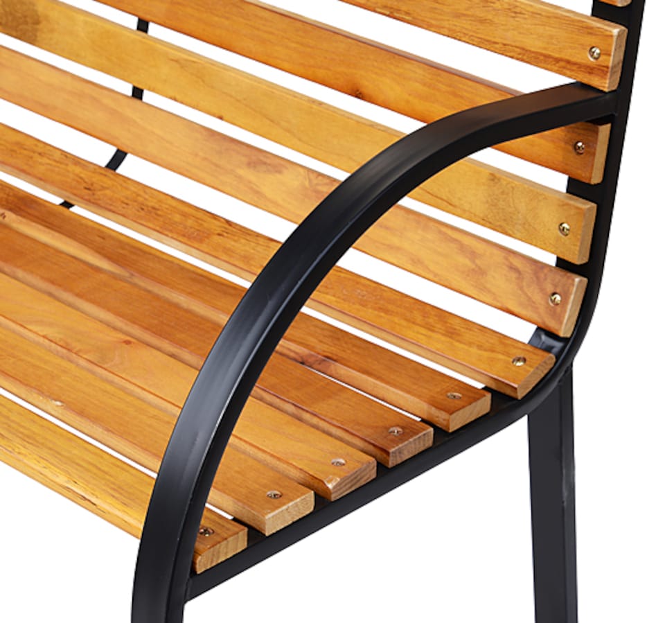 image 1 of Outsunny 2 Seater Garden Bench Metal Wooden Slatted Seat Backrest Patio Chair | Multi