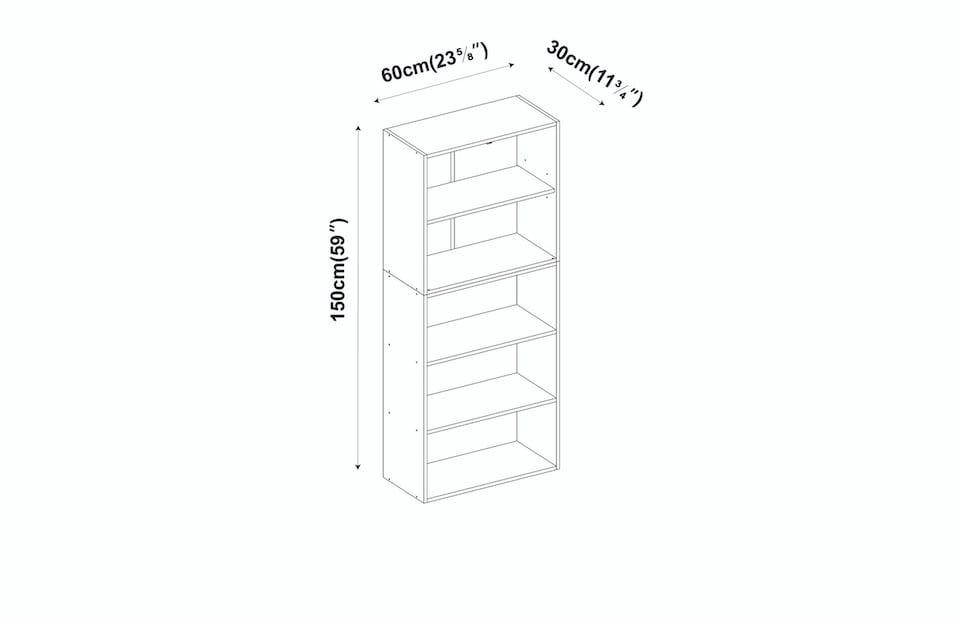 image 1 of Wide 5-Tier Bookcase | Black | 1