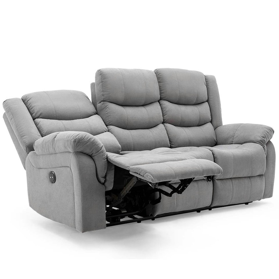 image 1 of Seattle 3 Seater Fabric Manual Recliner Sofa (Grey)