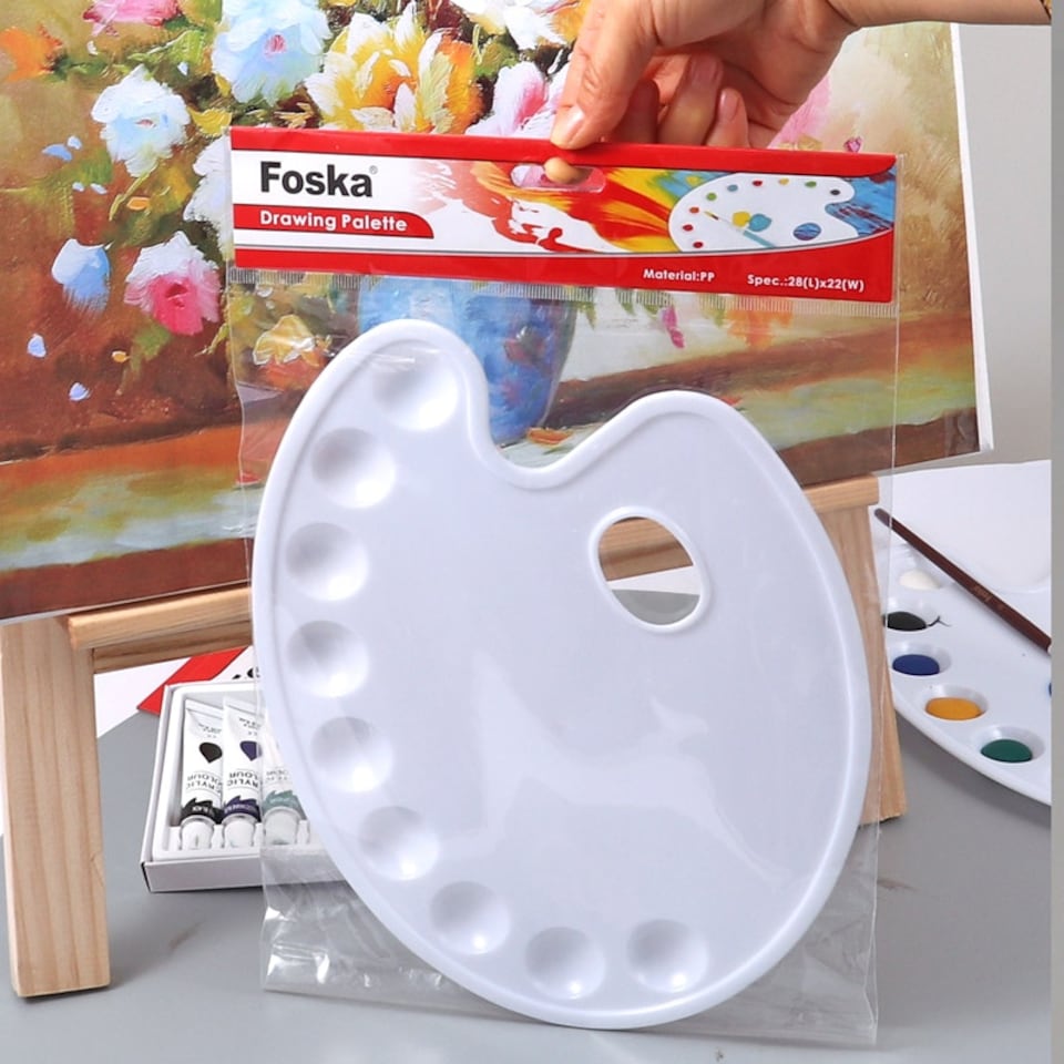 image 1 of 9 Well Professional Art Drawing Plastic Watercolour Mix Paint Tray Naked Palette 28 x 22cm