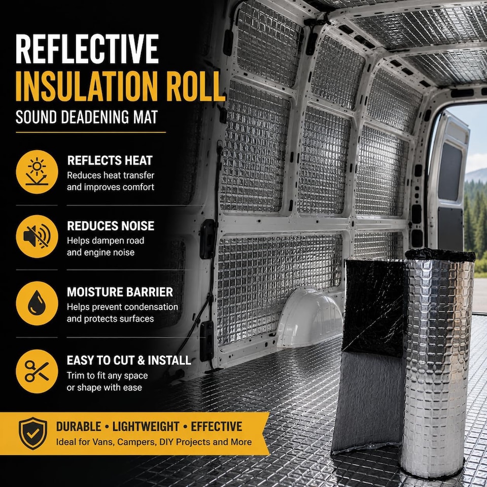 image 1 of 5M Sound Deadening Proofing Mat Roll - Car/Van Vibration Proofing