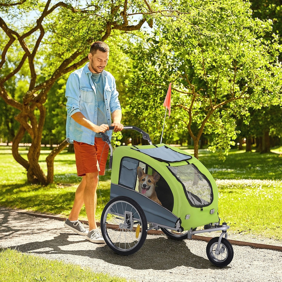 image 1 of PawHut Pet Bicycle Trailer Water Resistant Carrier 3 Wheels Push Pull Brake