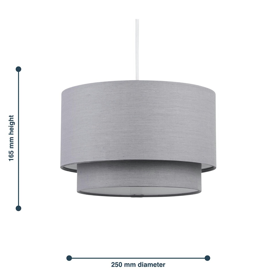 image 1 of First Choice Lighting Dark Grey 2 Tier Ceiling Light Shade Grey