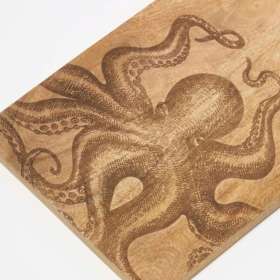 image 1 of Homescapes Wooden Cutting Board Octopus