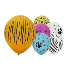 Safari Animal Print Assorted Latex Balloons 30cm / 12 in - Pack of 6 Multi
