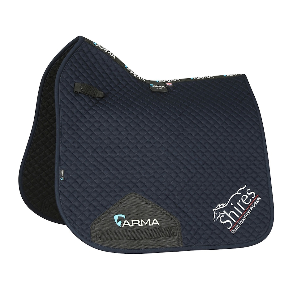 image 1 of Shires ARMA Logo Horse Dressage Saddlepad - Navy - 17cm - 18cm