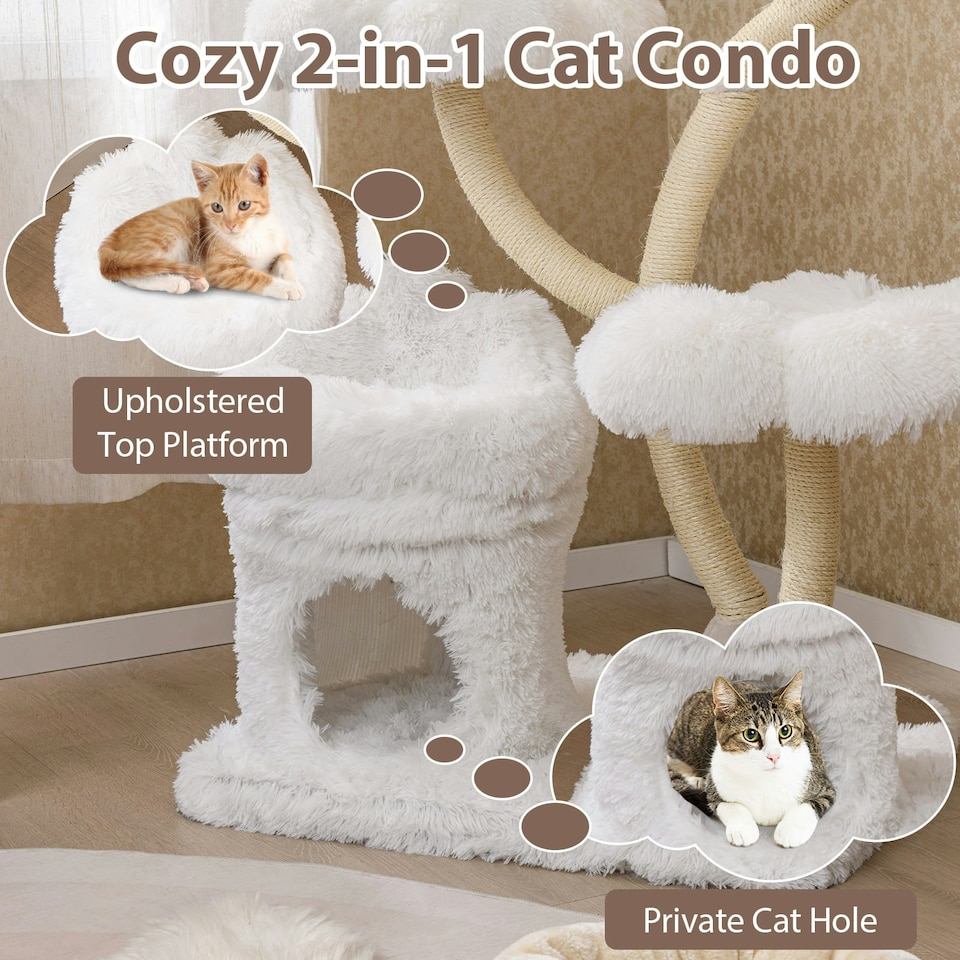 image 1 of COSTWAY Freestanding Cat Tower Cat Tree w/ Platforms