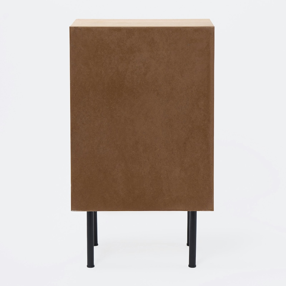 image 1 of OHS 3 Drawer Modern Ribbed Office Side Bedroom Nightstand Bedside Table Brown | Natural Wood