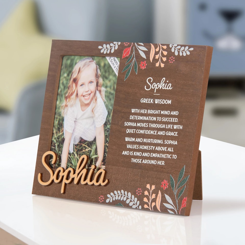 image 1 of History & Heraldry Pre-Personalised Kids Wooden Picture Frame - Sophia