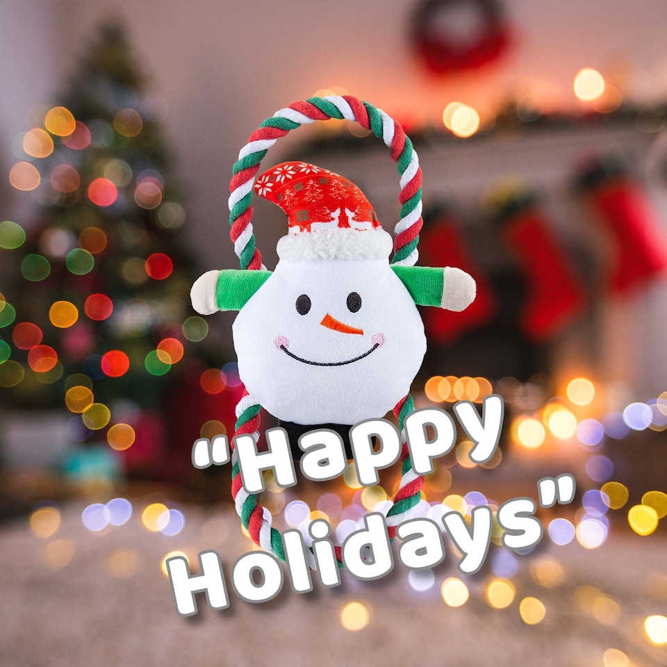 image 1 of PMS Christmas Snowman Pet Toy 46.5cm x 20cm White - Festive Holiday Gift