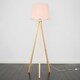 image 2 of ValueLights Modern Light Wood Tripod Design Floor Lamp With Pink Shade
