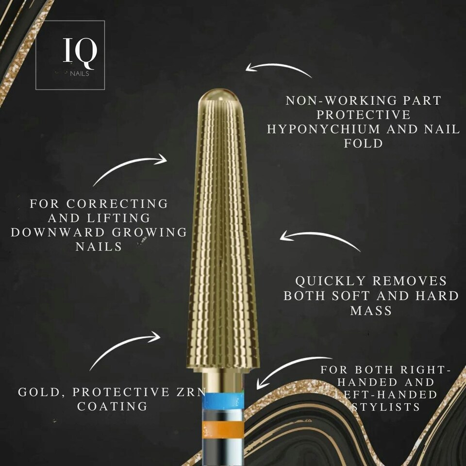 image 1 of IQ Nails Magic ReFresh Tungsten Carbide Nail Drill Bit Cone Shape Standard Cross Cut 6mm ZRN Coating 221RLM HP.040