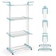 image 1 of COSTWAY 4-Tier Collapsible Laundry Rack Foldable Drying Rack Blue