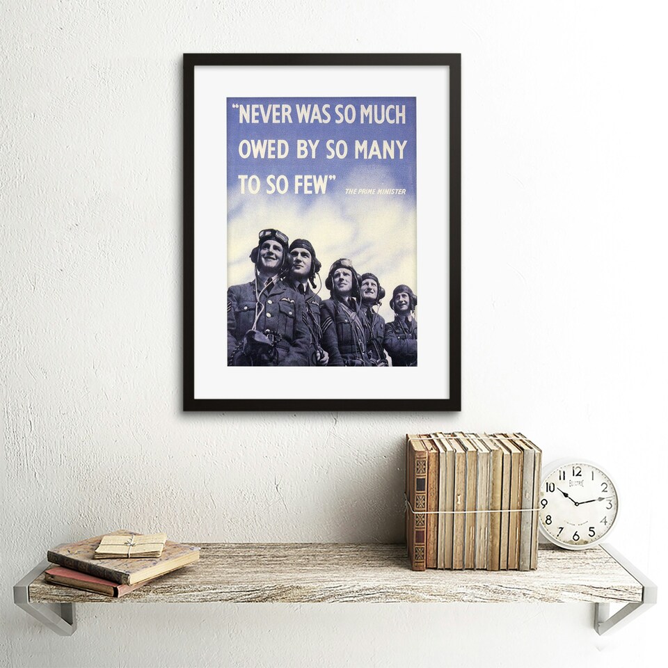 image 1 of War WWII UK Churchill Pilot Battle Britain Quote Framed Wall Art Print