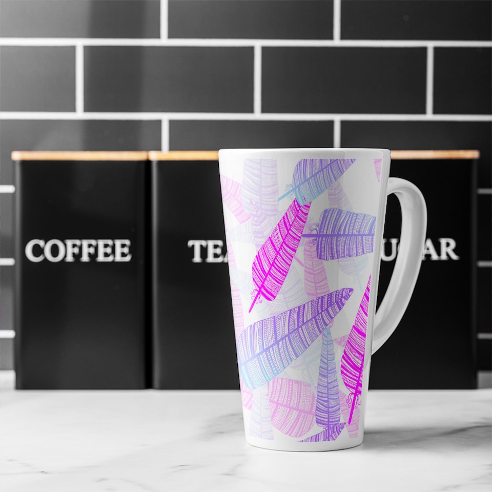 image 1 of Purple Feathers Latte Mug