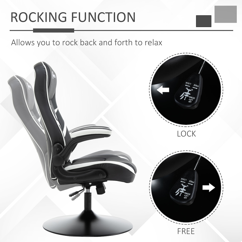 image 1 of Vinsetto Gaming Chair Ergonomic Computer Chair with Adjustable Height Pedestal Base, Home Office Desk Chair PVC Leather Exclusive Swivel Chair Black