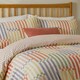 image 3 of Duvet Day Madison Stripe Printed Soft Touch Duvet Cover Set | Multi | Multi/Apricot | King | 1