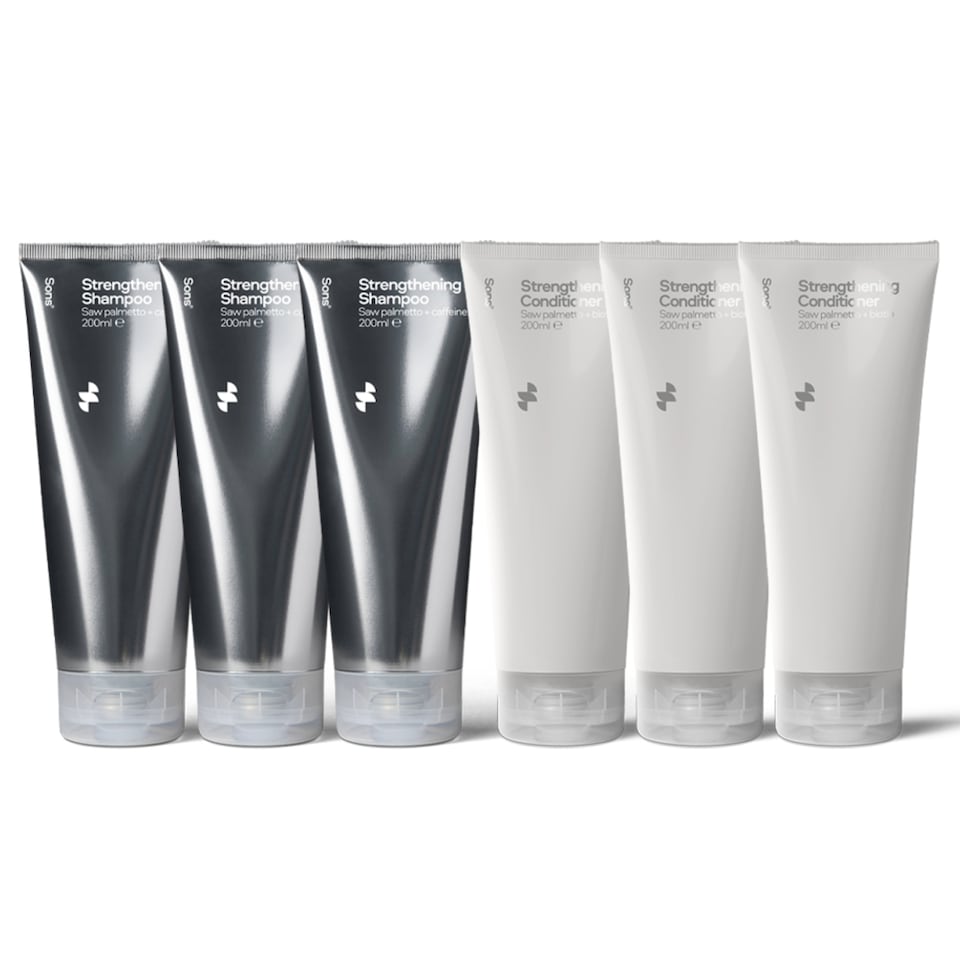 image 1 of Sons Strengthening Shampoo & Conditioner for Men (6x200ml), DHT-Blocking & Anti Dandruff Treatment