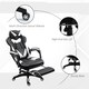 image 6 of Vinsetto Gaming Chair Ergonomic Reclining Manual Footrest Wheels Stylish White