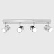 image 4 of ValueLights Rosie 4 Way Silver Ceiling Spotlight Bar and Cool White Bulbs